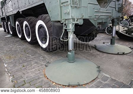 Kyiv, Ukraine December 10, 2020: Transport And Launcher On The Maz-547a Chassis Of The Pioneer Mediu