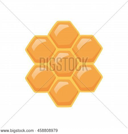 Honeycomb Isolated On White Background. Honeycomb Full Of Honey. Vector Stock