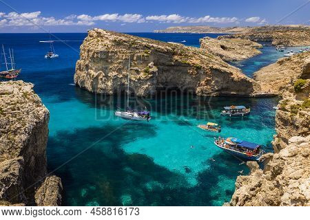 Comino, Malta 11 Jul 2022. Images Of The Famous Blue Lagoon. Malta.