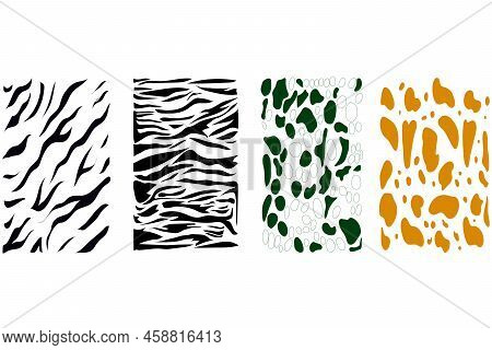 Set Of Vector Seamless Patterns Of Decorative Animal Prints. Abstract Stripes And Spots Similar To T