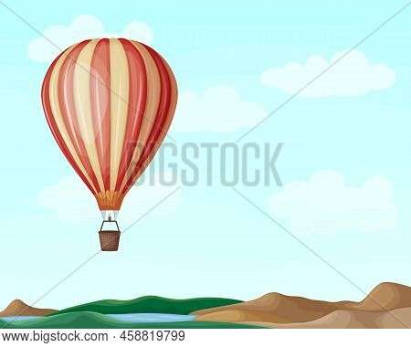 Air Balloon. An Image Of A Balloon For Flying And Traveling. Hot Air Balloon. Multicolored Balloon O