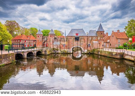 Amersfoort, Netherlands. The Medieval Gate Koppelport On A Cloudy Day.