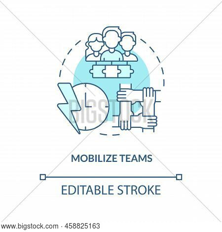 Mobilize Teams Turquoise Concept Icon. Productive Cooperation. Supply Chain Priority Abstract Idea T