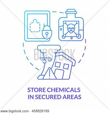 Store Chemicals In Secured Areas Blue Gradient Concept Icon. Prepare For Tornado At Home Abstract Id