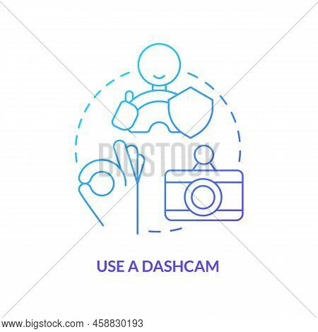 Use Dashcam Blue Gradient Concept Icon. Video Recorder. Driving Safety For Commercial Drivers Abstra