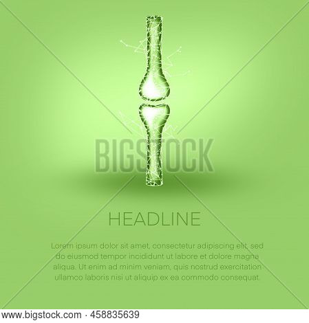 The Concept Of Joint And Bone Health. Hologram 3d Illustration Of A Joint With Polygons. Rheumatolog