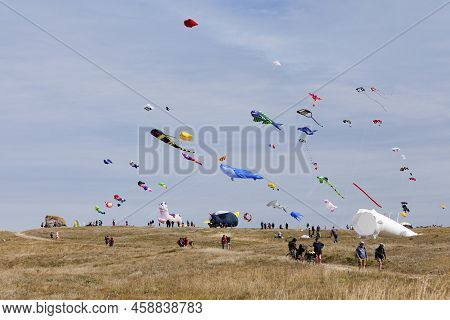 Porspoder, France - July 23 2022: Esti'vent Is The Wind And Kite Festival Organized Each Year In Fro