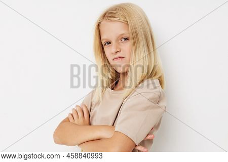 Beautiful Little Girl With Blond Hair Kids Lifestyle Concept