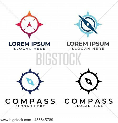 Compass Logo, Directional Guide Or Pandom. Compass Logo Icon Vector Illustration Template.