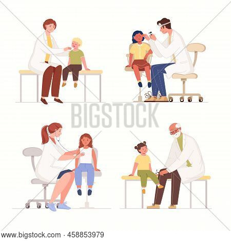 Patients At Reception At Pediatrician, Ent, Neurologist. Children's Health Diagnostics. In Doctor's 