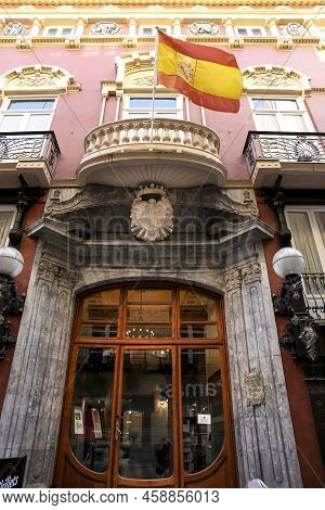 Cartagena, Murcia, Spain- July 17, 2022: Emblematic And Impressive Building Of Casino De Cartagena 1
