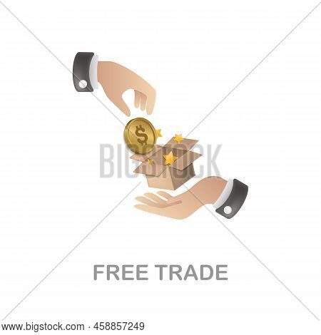 Free Trade Icon. 3d Illustration From Economic Collection. Creative Free Trade 3d Icon For Web Desig