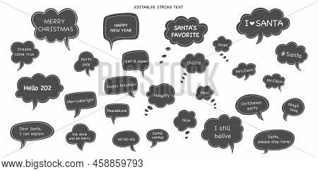 Christmas Photo Prop Speech Bubble Collection. Editable Stroke Text. Vector Stock Illustration Isola