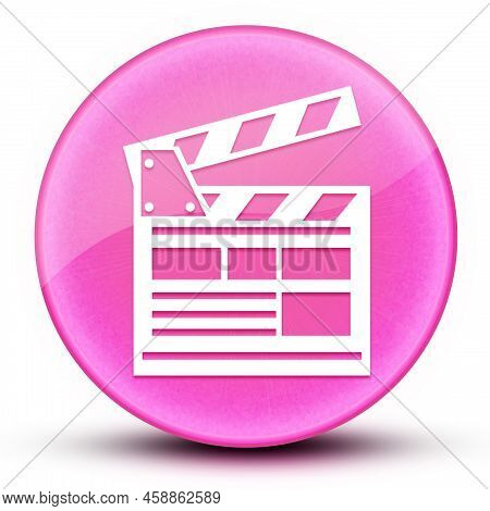 Cinema Eyeball Glossy Elegant Pink Round Button Abstract Illustration
