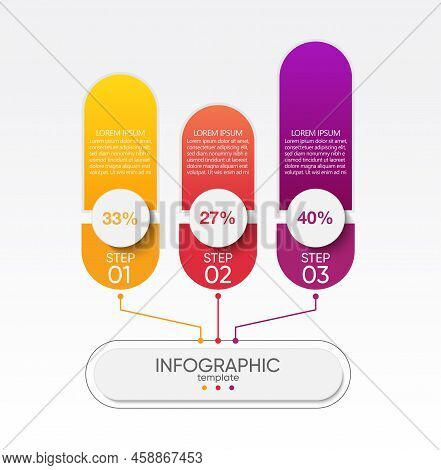 Gradient Infographic Business Template Flat Design With 3 Step