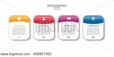 Gradient Infographic Business Template Flat Design With 4 Step
