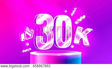 Thank You 30k Followers, Peoples Online Social Group, Happy Banner Celebrate, Vector