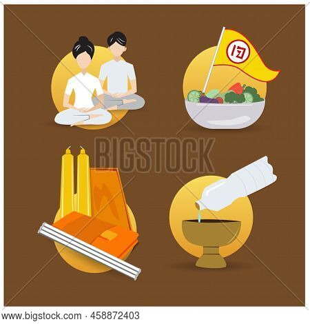 Asahna Bucha Day Tradition Vector Illustration And The Day Of Buddhist Lent.
