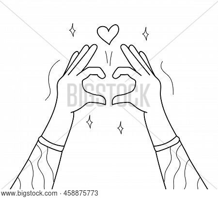 Likes Giving Concept Vector In Doodle Style. Give Hearts As Love, Impression, Friendship. Followers 