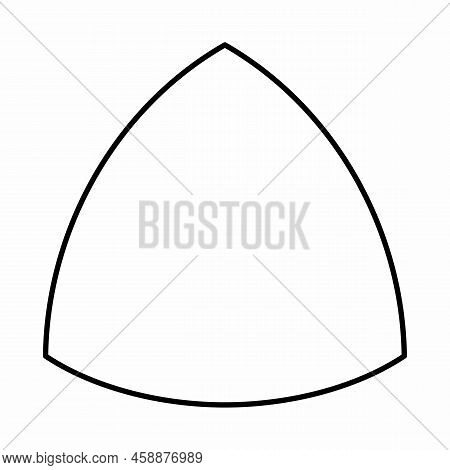 Curvilinear Triangle Geometric Shape. Black Outlines On White Background.