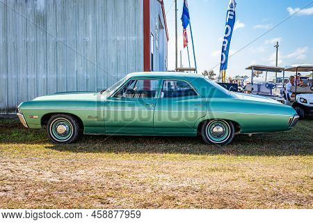 Fort Meade, Fl - February 23, 2022: 1968 Chevrolet Bel Air 307 At Local Tractor Show