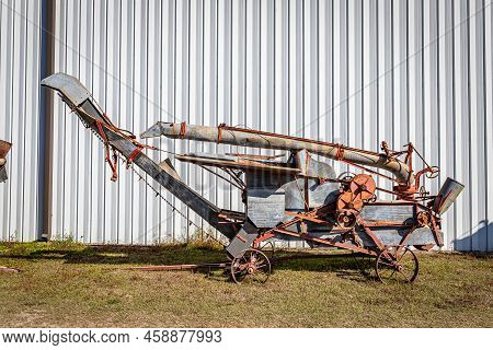 Fort Meade, Fl - February 23, 2022: 1939 Rosenthal Steel 4-20 Corn Husker-shredder At Local Tractor 