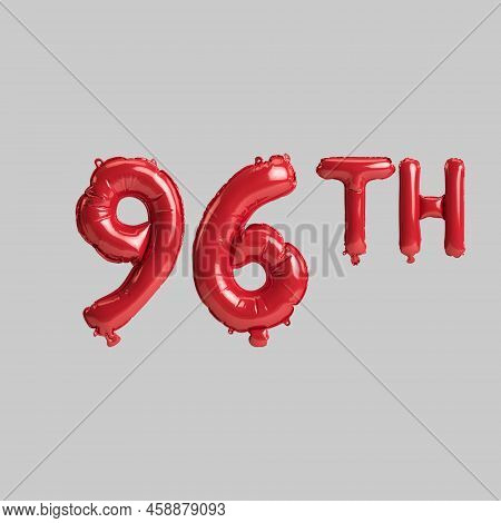 3d Illustration Of 96th Red Balloons Isolated On White Background