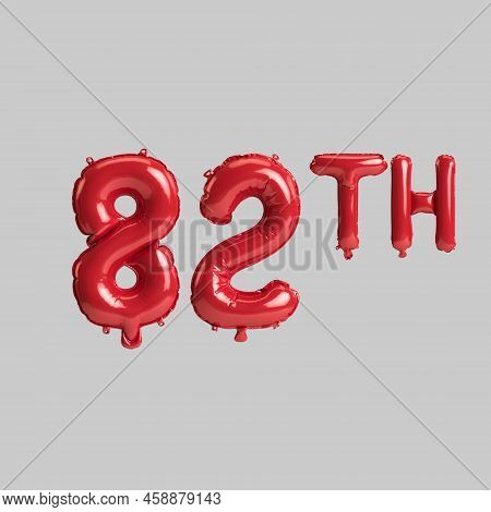 3d Illustration Of 82th Red Balloons Isolated On White Background