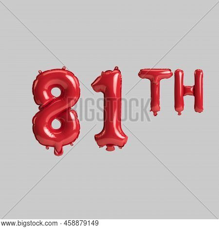 3d Illustration Of 81th Red Balloons Isolated On White Background