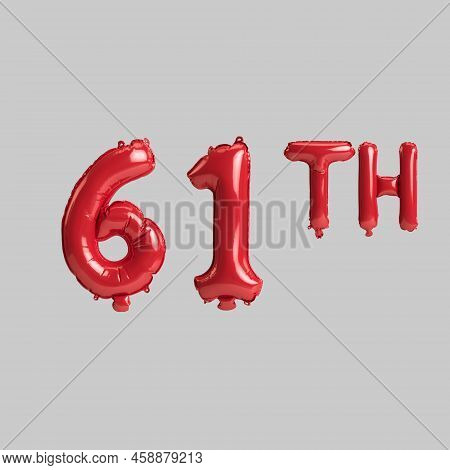 3d Illustration Of 61th Red Balloons Isolated On White Background