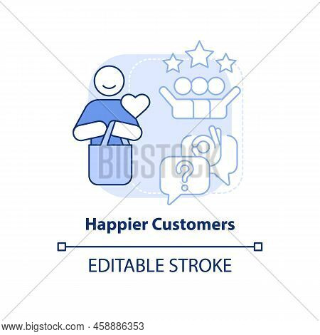 Happier Customers Light Blue Concept Icon. Tracking Customer Engagement Abstract Idea Thin Line Illu