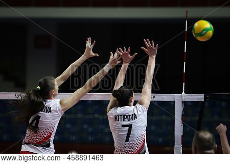 Istanbul, Turkey - February 03, 2022: Nasya Dimitrova And Lora Kitipova In Action During Sc Prometey