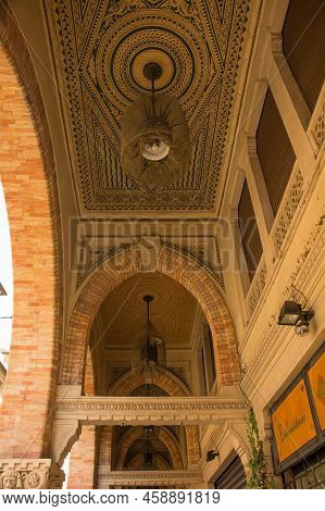 Treviso, Italy - 24th July 2022. An Ornate Portico In Via San Margherita Road In The Historic Centre