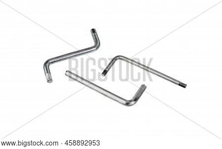 Hexagon Keys. Set Of Allen Wrench Key Of Different Sizes On A White Background.
