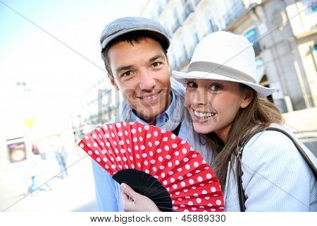 Cheerful couple enjoying week-end in Madrid