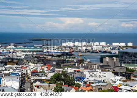 Reykjavik, Iceland - July 1, 2022 Landscape View Of Reykjavik's Old Harbour, A Former Industrial Por