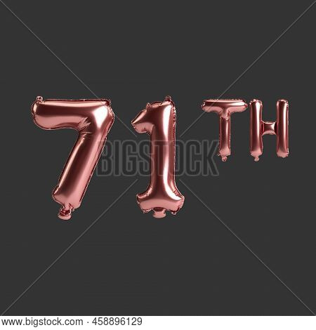 3d Illustration Of 71th Metal Rose Balloons Isolated On Black Background