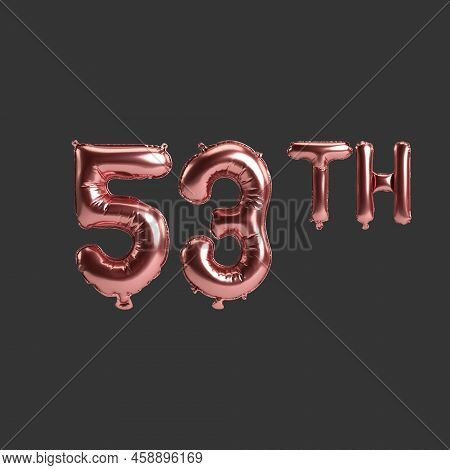 3d Illustration Of 53th Metal Rose Balloons Isolated On Black Background