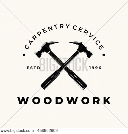 Hammer Carpentry Vintage Logo Vector Illustration Template Design