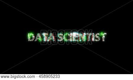 Glowing Cybernetic Text Data Scientist On Black - Meta Universe Concept, Isolated - Object 3d Render
