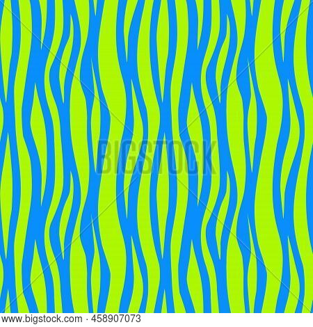 Seamless Pattern With A Bright Acid Curved Lines.