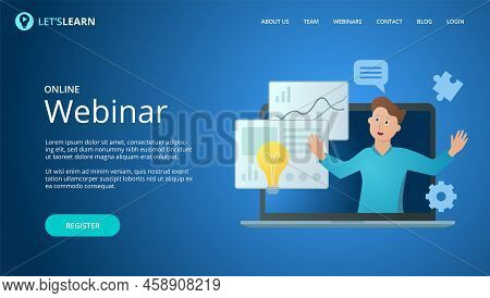 Online Webinar Website Vector Template Mock Up