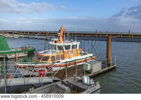 Hoernum, Germany - February 19, 2022: Sea Rescue Ship Horst Heiner Kneten In The Harbor Of Hoernum A
