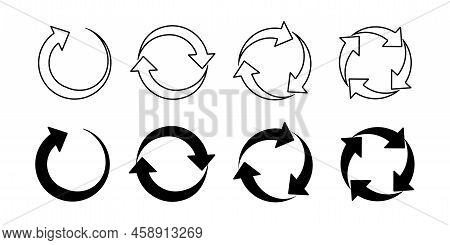 Set Of Circle Arrow Icons. Recycling Icon. Circular Arrows. Refresh And Reload Arrow Icon. Arrows Si