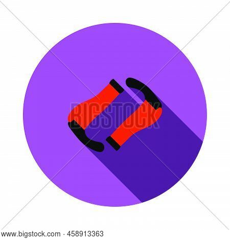 Bike Grips Icon. Flat Circle Stencil Design With Long Shadow. Vector Illustration.
