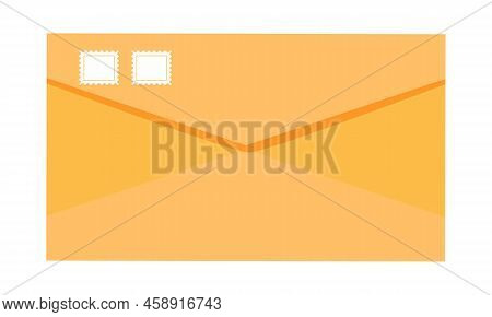 Closed Envelope With Postmarks Semi Flat Color Vector Object