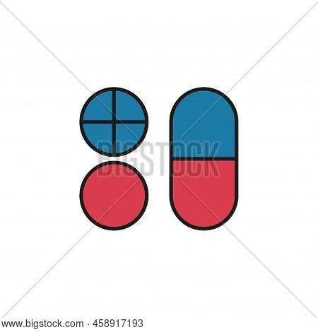 Pills Line Icon. Medicines Simple Illustration Isolated On White Background. Drugs Or Medical Food S