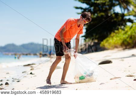 Plastic Garbage. Sea Pollution. Beach Clean Up.