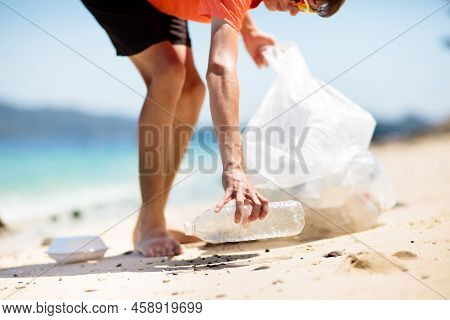 Plastic Garbage. Sea Pollution. Beach Clean Up.