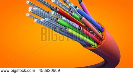 Optical Light Guide Cable For Fiber-optic Communication - 3D Illustration